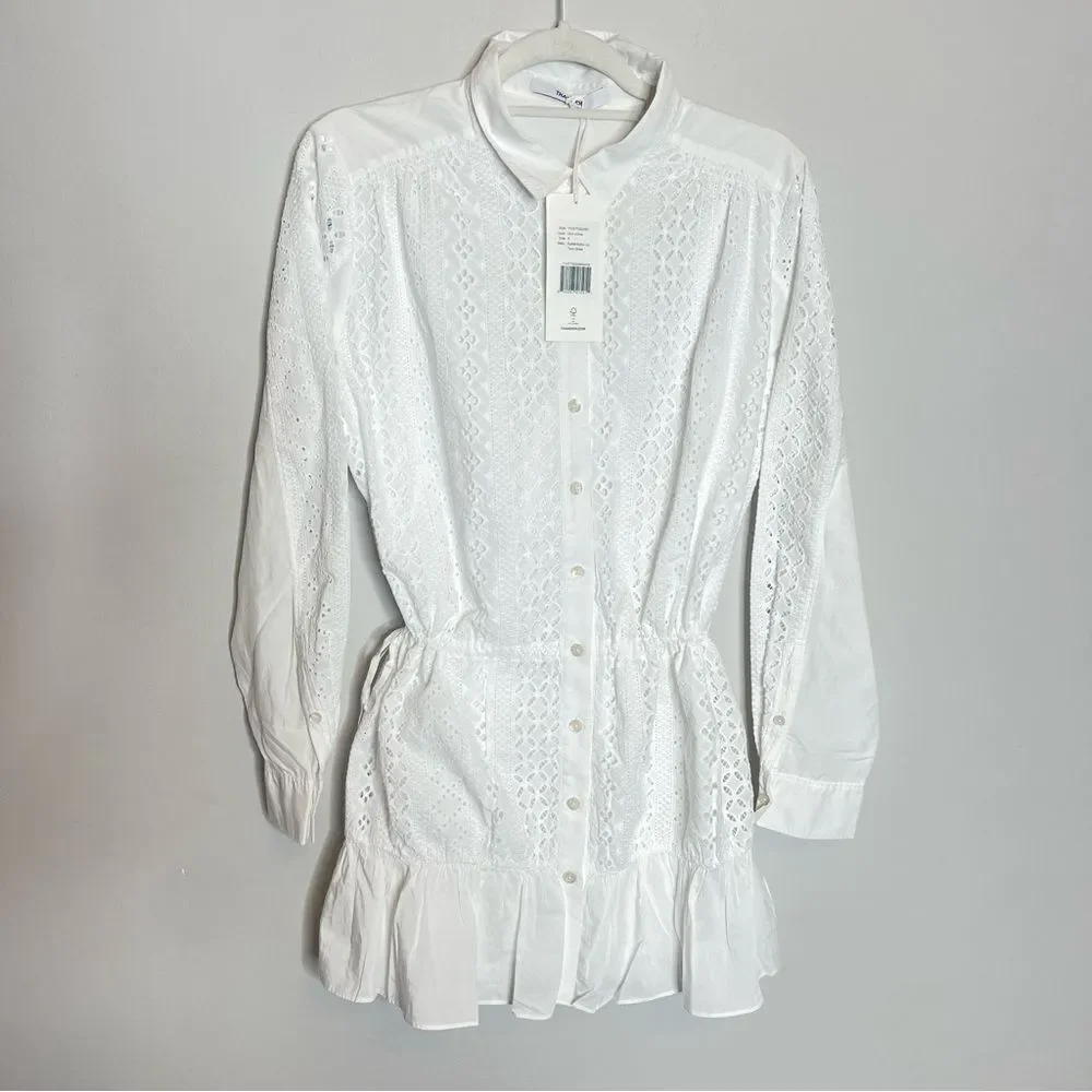 $250 Thakoon White button up lace tunic dress NWT size 6
